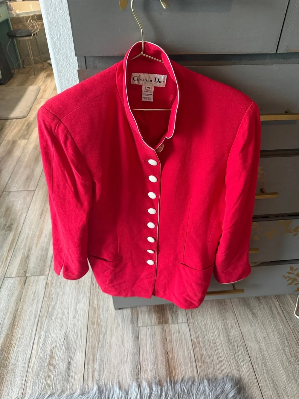 Dior Hot Pink Blazer with White Piping and Buttons